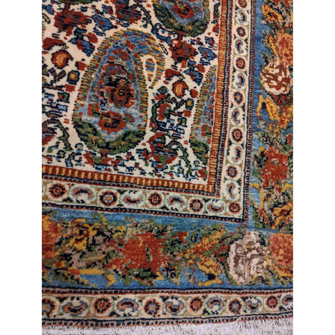 255 x 168 cm Handmade Gom Traditional Blue Rug - Rugoutlet