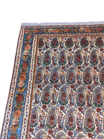 255 x 168 cm Handmade Gom Traditional Blue Rug - Rugmaster