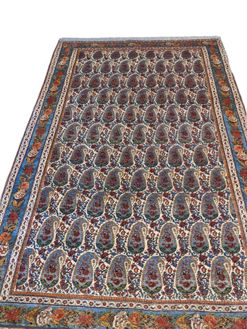 255 x 168 cm Handmade Gom Traditional Blue Rug - Rugoutlet