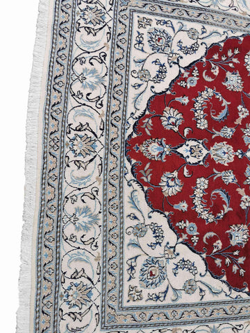 255 x 195 cm Nain Silk & Wool Traditional Grey Rug - Rugmaster