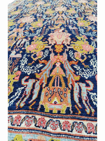 256 x 171 cm Senneh Kurdistan Traditional Blue Rug - Rugoutlet