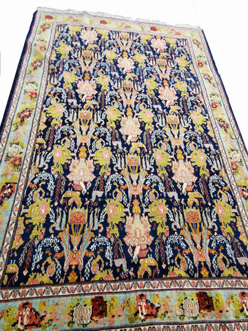 256 x 171 cm Senneh Kurdistan Traditional Blue Rug - Rugmaster