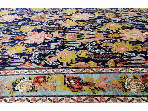 256 x 171 cm Senneh Kurdistan Traditional Blue Rug - Rugmaster