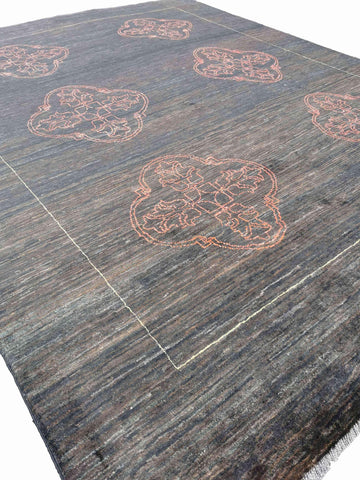 256 x 206 cm Modern Orange & Black Rug - Rugmaster