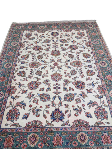 257 x 190 cm Tabriz Traditional White Rug - Rugoutlet