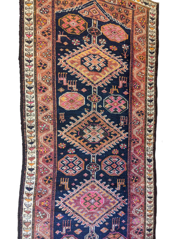 259 x 111 cm Old Shiraz qashqai Traditional Black Rug - Rugoutlet