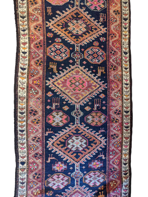 259 x 111 cm Old Shiraz qashqai Traditional Black Rug - Rugoutlet