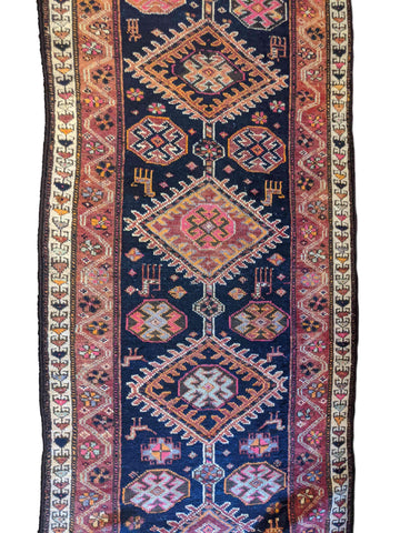 259 x 111 cm Old Shiraz qashqai Traditional Black Rug - Rugoutlet