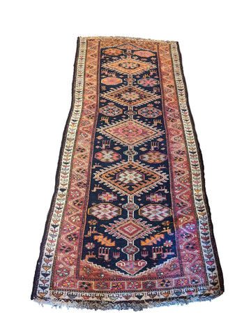 259 x 111 cm Old Shiraz qashqai Traditional Black Rug - Rugoutlet