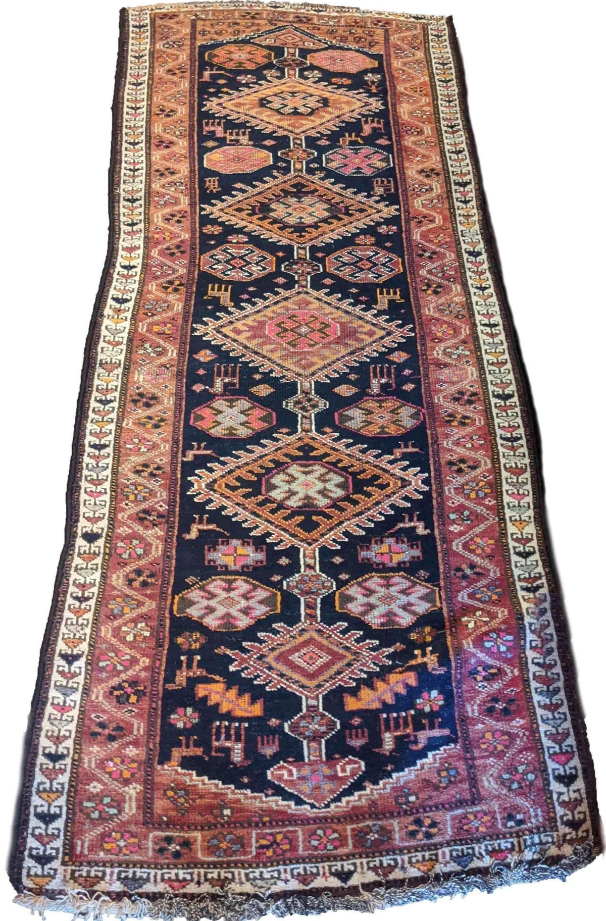 259 x 111 cm Old Shiraz qashqai Traditional Black Rug - Rugoutlet