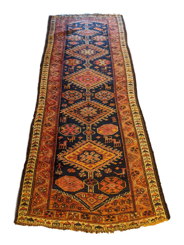 259 x 111 cm Old Shiraz qashqai Traditional Black Rug - Rugoutlet