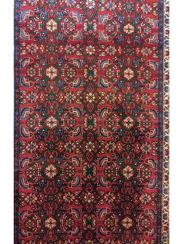 260 x 75 cm Persian Hamadan Traditional Red Rug - Rugoutlet