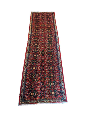 260 x 75 cm Persian Hamadan Traditional Red Rug - Rugoutlet