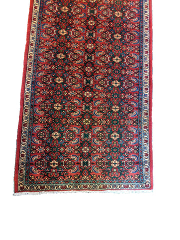 260 x 75 cm Persian Hamadan Traditional Red Rug - Rugoutlet