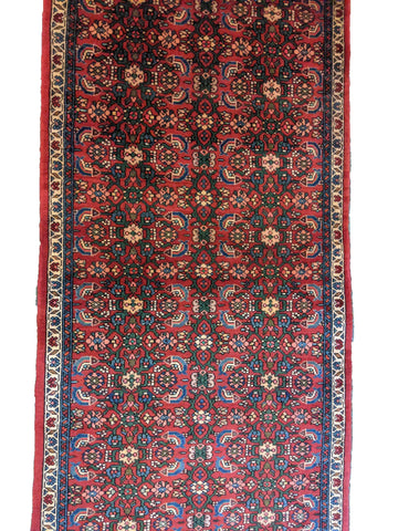 260 x 75 cm Persian Hamadan Traditional Red Rug - Rugoutlet