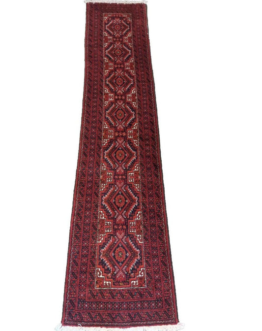 261 x 53 cm Persian Baluch Tribal Red Rug - Rugoutlet