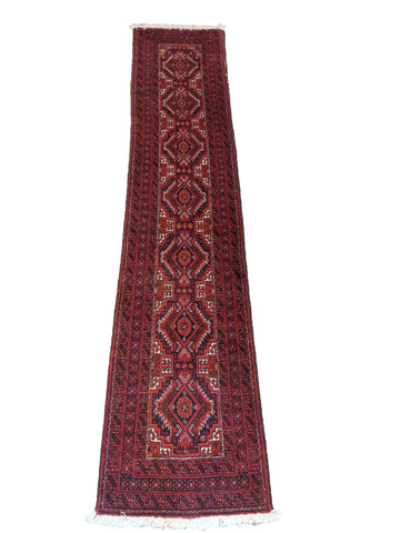 261 x 53 cm Persian Baluch Tribal Red Rug - Rugoutlet