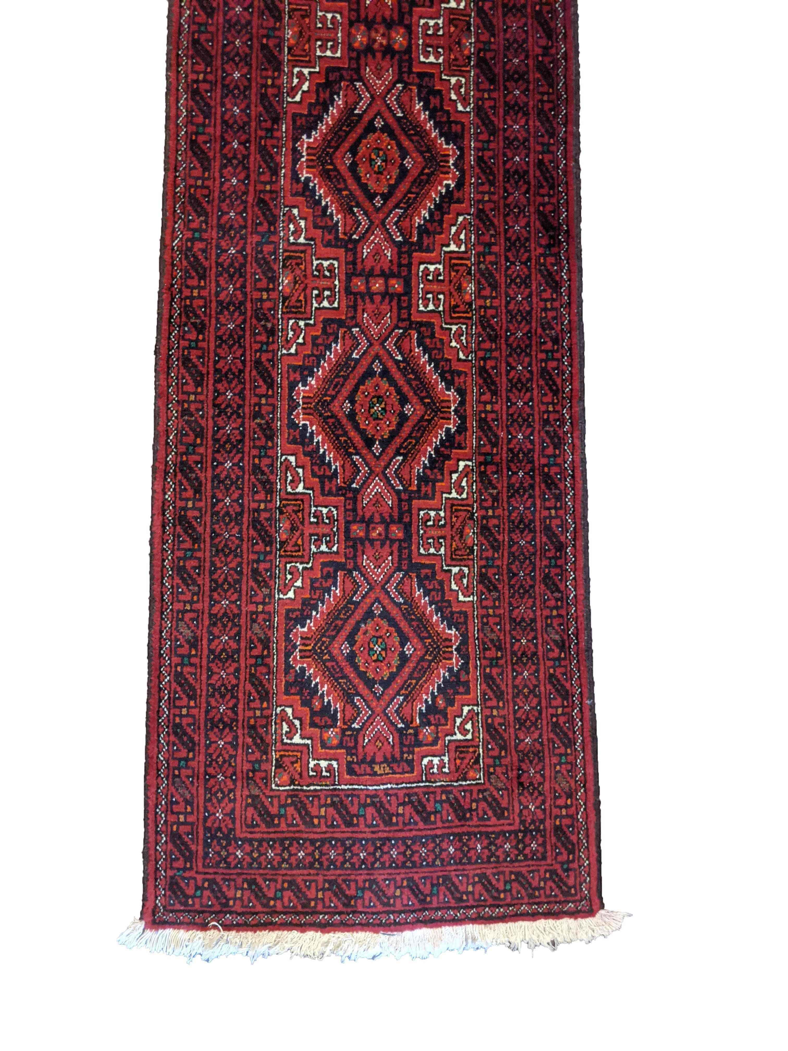 261 x 53 cm Persian Baluch Tribal Red Rug - Rugmaster