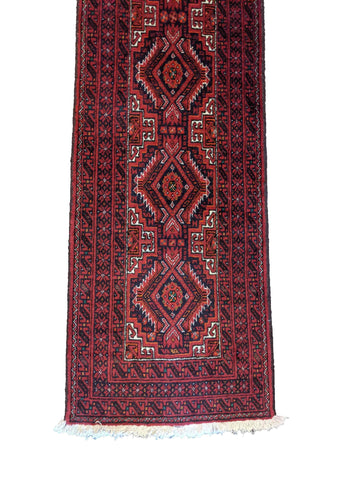 261 x 53 cm Persian Baluch Tribal Red Rug - Rugoutlet