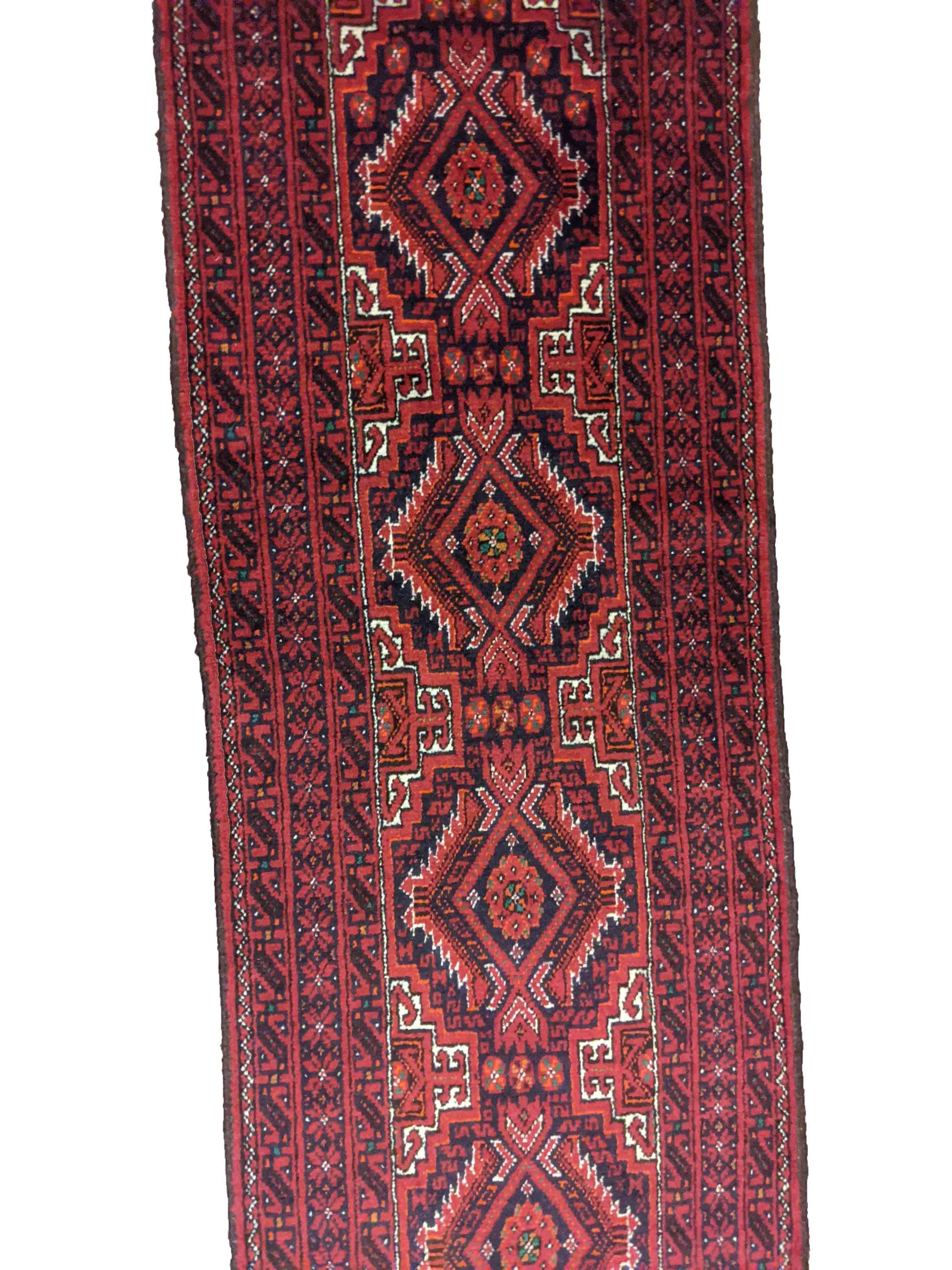 261 x 53 cm Persian Baluch Tribal Red Rug - Rugmaster