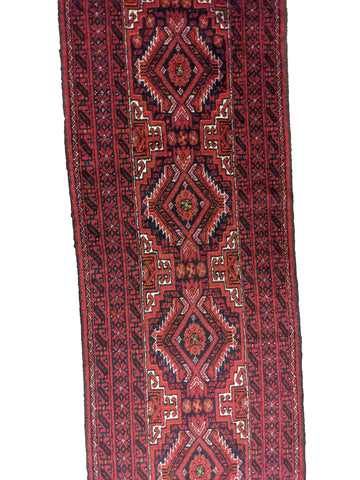 261 x 53 cm Persian Baluch Tribal Red Rug - Rugoutlet