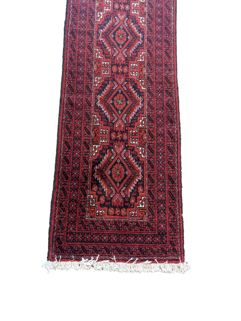 261 x 53 cm Persian Baluch Tribal Red Rug - Rugoutlet