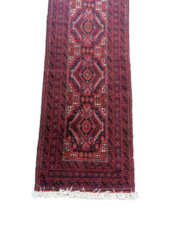 261 x 53 cm Persian Baluch Tribal Red Rug - Rugoutlet