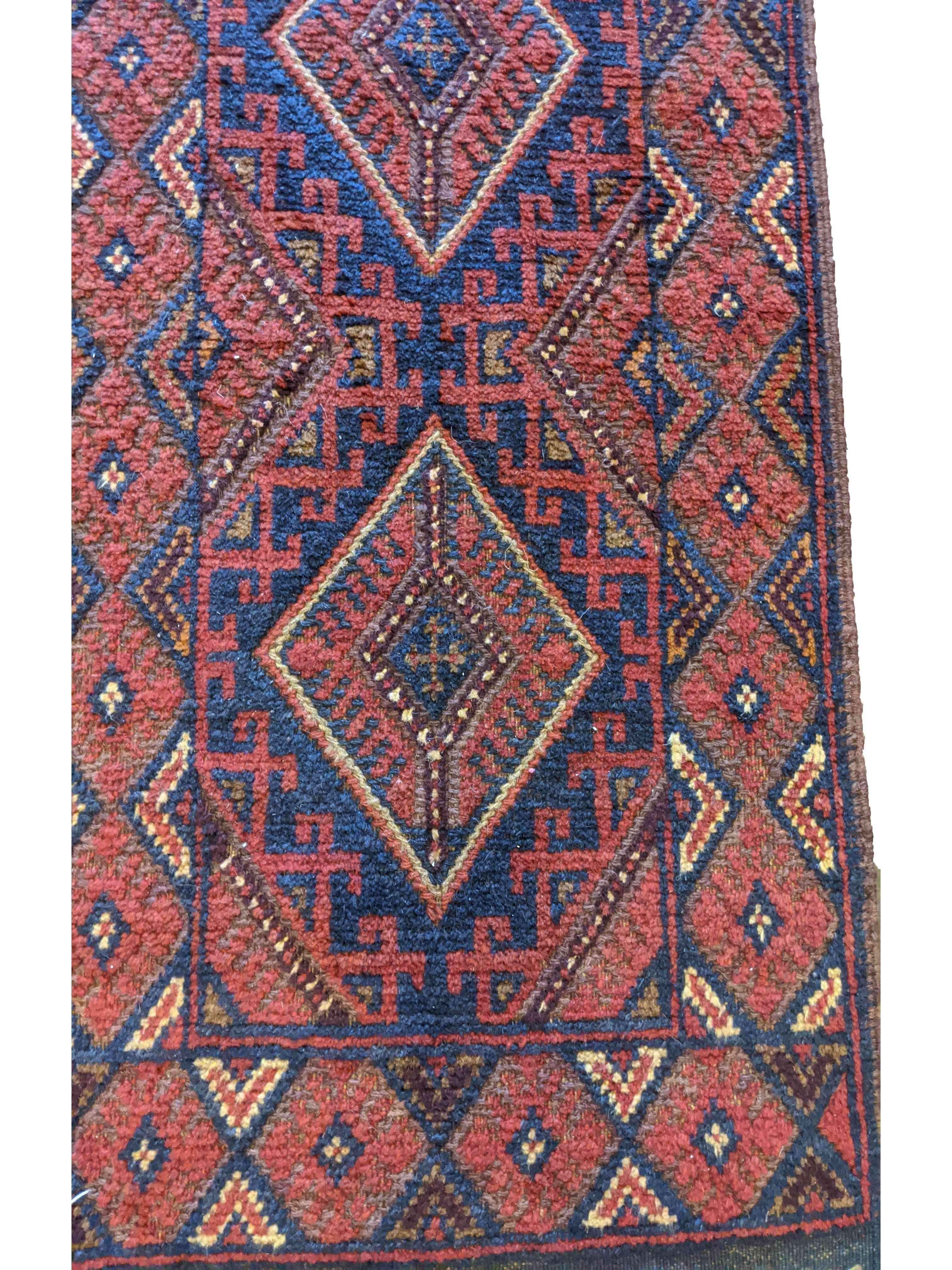 262 x 60 cm Afghan Mushwani Traditional Blue Rug - Rugoutlet