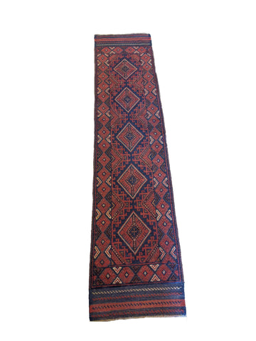 262 x 60 cm Afghan Mushwani Traditional Blue Rug - Rugoutlet