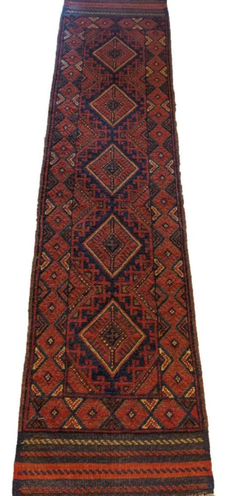 262 x 60 cm Afghan Mushwani Traditional Blue Rug - Rugoutlet