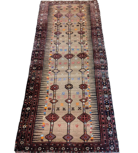 263 x 108 cm nomadic Persian Baluch Tribal Yellow Rug - Rugoutlet