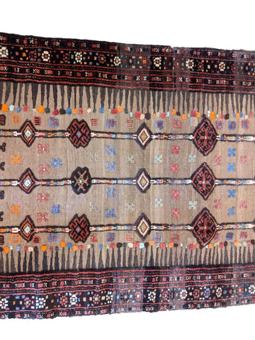 263 x 108 cm nomadic Persian Baluch Tribal Yellow Rug - Rugoutlet
