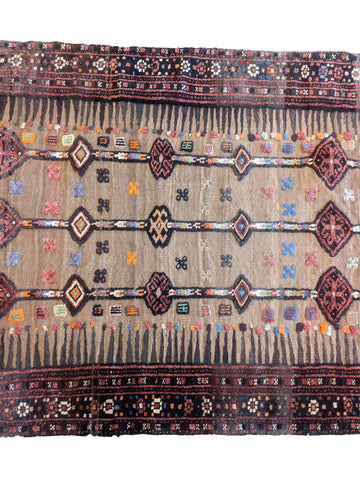 263 x 108 cm nomadic Persian Baluch Tribal Yellow Rug - Rugoutlet