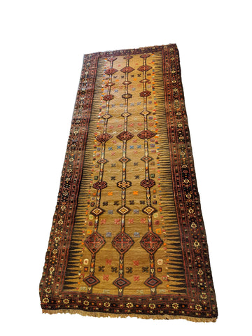 263 x 108 cm nomadic Persian Baluch Tribal Yellow Rug - Rugoutlet