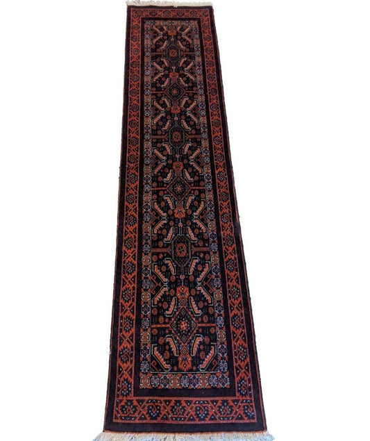 267 x 59 cm Persian Baluch Tribal Red Rug - Rugoutlet