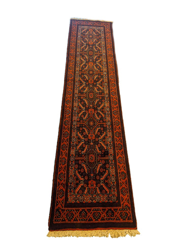 267 x 59 cm Persian Baluch Tribal Red Rug - Rugoutlet