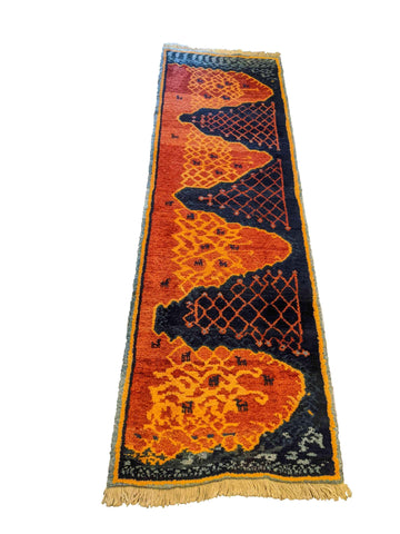 270 x 87 cm Persian Gabbeh Tribal Orange Rug - Rugoutlet