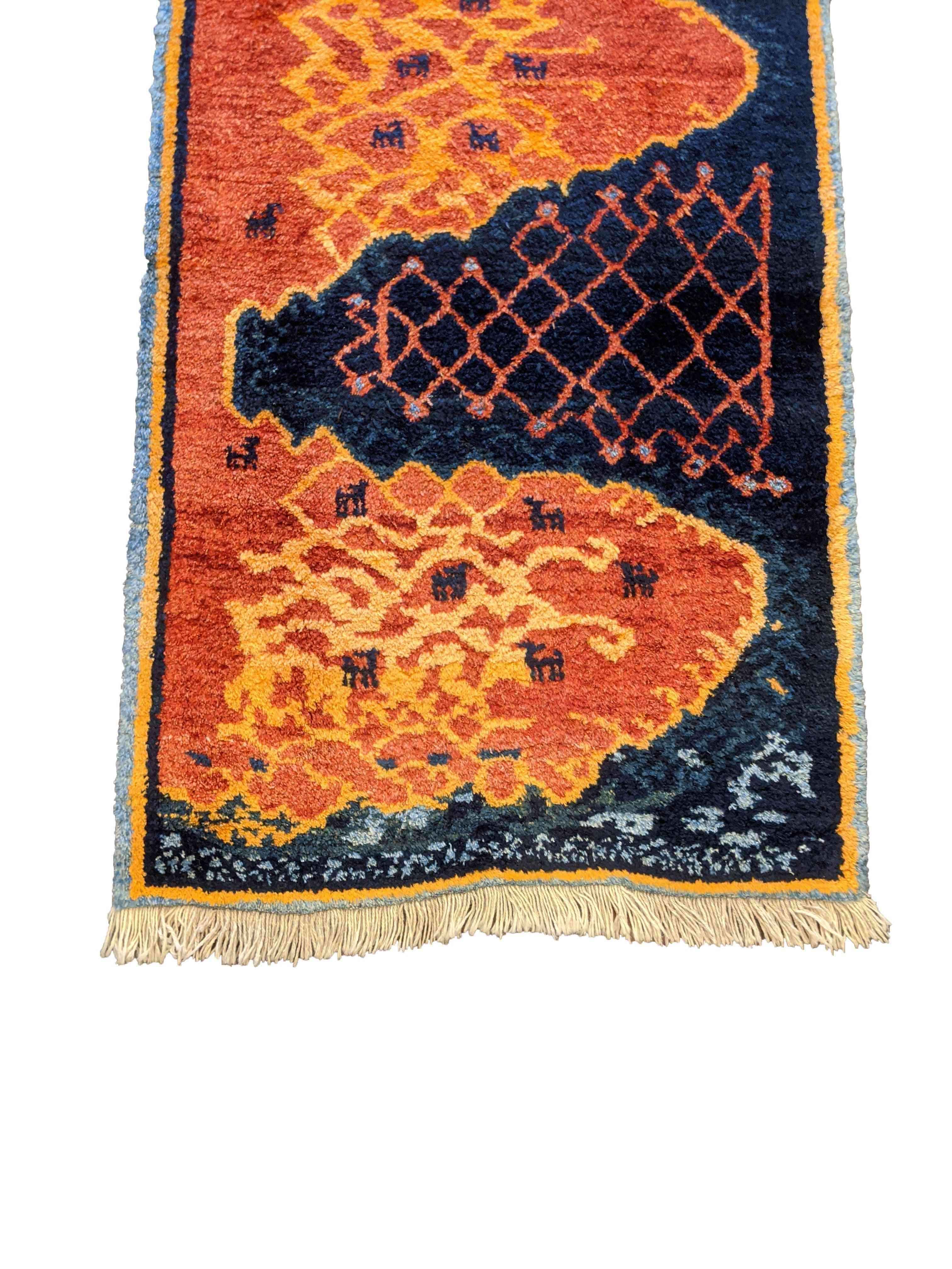 270 x 87 cm Persian Gabbeh Tribal Orange Rug - Rugmaster