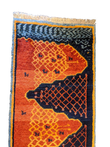 270 x 87 cm Persian Gabbeh Tribal Orange Rug - Rugoutlet
