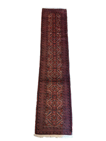 274 x 52 cm Persian Baluch Tribal Red Rug - Rugoutlet
