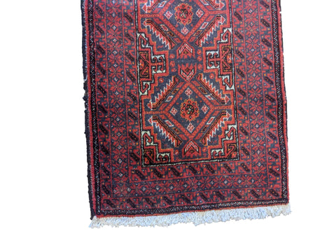 274 x 52 cm Persian Baluch Tribal Red Rug - Rugoutlet
