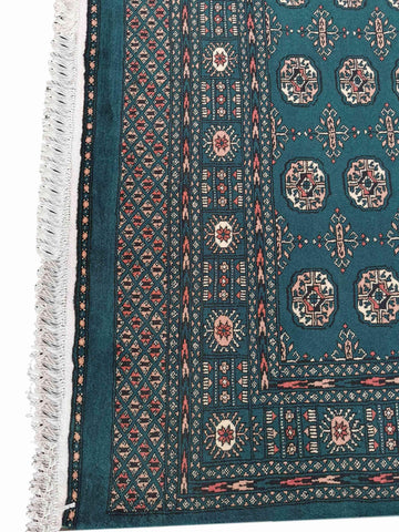 275 x 193 cm Pakistan Bukhara Traditional Green Large Rug - Rugoutlet