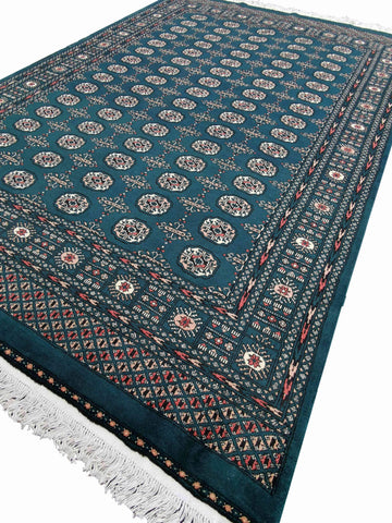 275 x 193 cm Pakistan Bukhara Traditional Green Large Rug - Rugoutlet