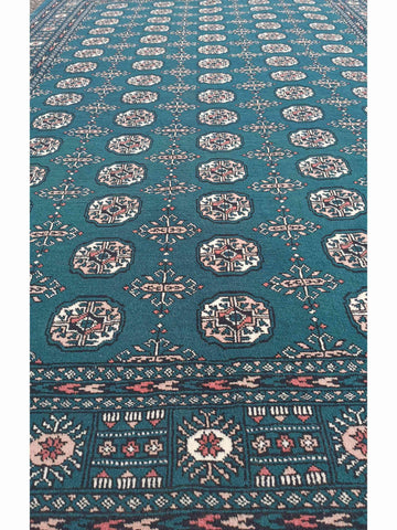 275 x 193 cm Pakistan Bukhara Traditional Green Large Rug - Rugoutlet