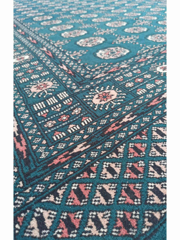 275 x 193 cm Pakistan Bukhara Traditional Green Large Rug - Rugoutlet
