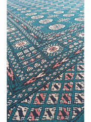 275 x 193 cm Pakistan Bukhara Traditional Green Large Rug - Rugmaster