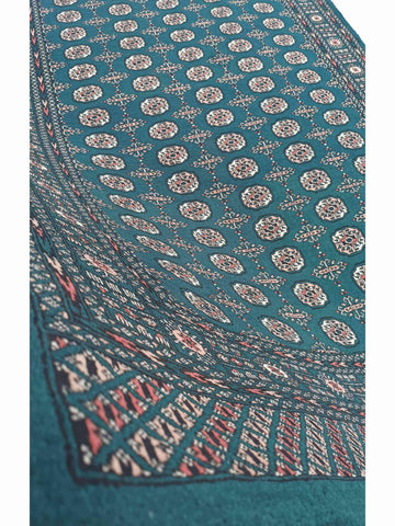 275 x 193 cm Pakistan Bukhara Traditional Green Large Rug - Rugoutlet