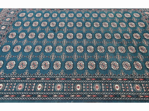 275 x 193 cm Pakistan Bukhara Traditional Green Large Rug - Rugmaster