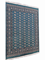 275 x 193 cm Pakistan Bukhara Traditional Green Large Rug - Rugoutlet