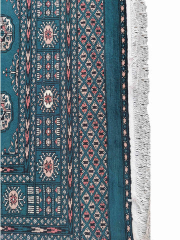 275 x 193 cm Pakistan Bukhara Traditional Green Large Rug - Rugoutlet